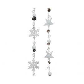 Girlanda šišky glitter perličky 100 cm bílá 1 ks