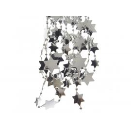 Girlanda s plastovými hvězdami 270cm stříbrná