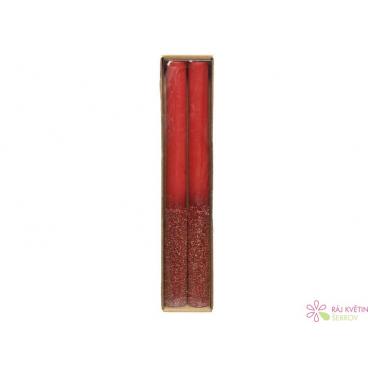 Svíčka metalic glitter 2,2x25 cm červená 2 ks